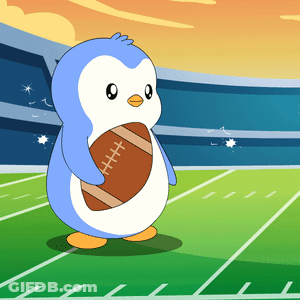 Penguin Holding Football On Field GIF