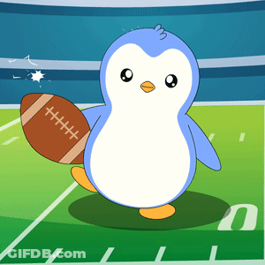 Penguin Holding Football On Field With 0 GIF