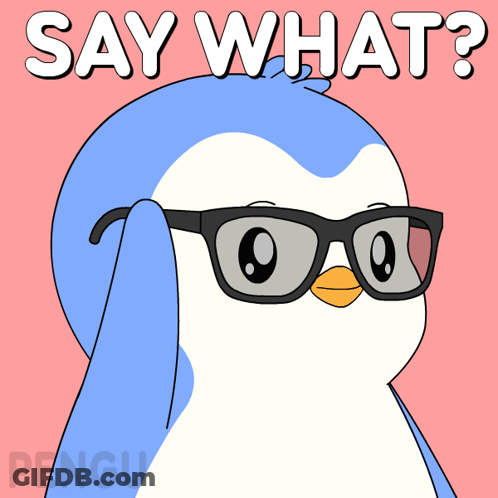 Penguin Holding Glasses Say What GIF
