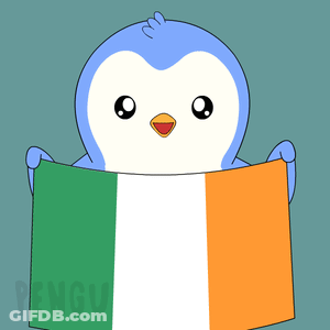 Penguin Holding Green White Orange Flag GIF