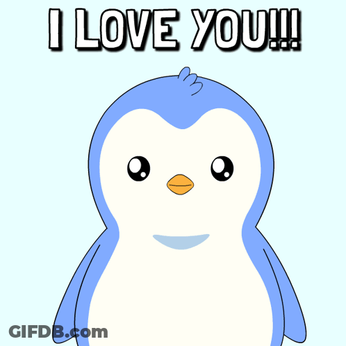 Penguin Holding Heart Saying I Love You GIF