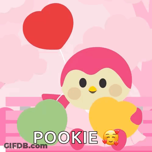 Penguin Holding Heart Saying Love You Pookie GIF