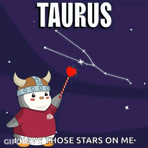 Penguin Holding Heart-Shaped Candy Cane Taurus Stars GIF