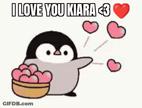 Penguin Holding Hearts Saying I Love You Kiara GIF