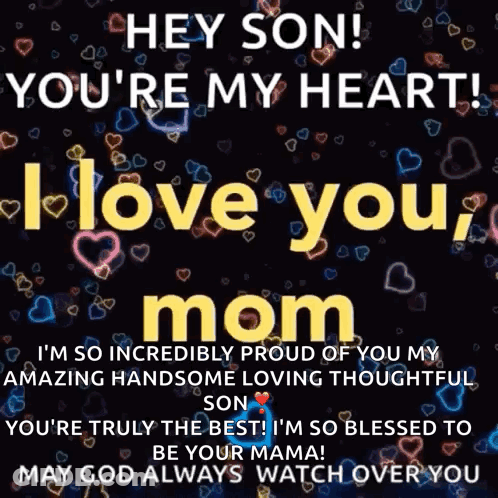 Penguin Holding Hearts Saying Love You Son GIF