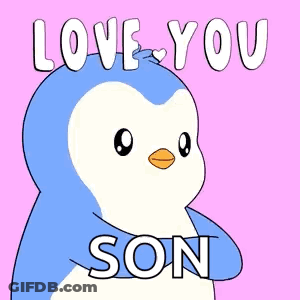 Penguin Holding Hearts Saying Love You Son GIF