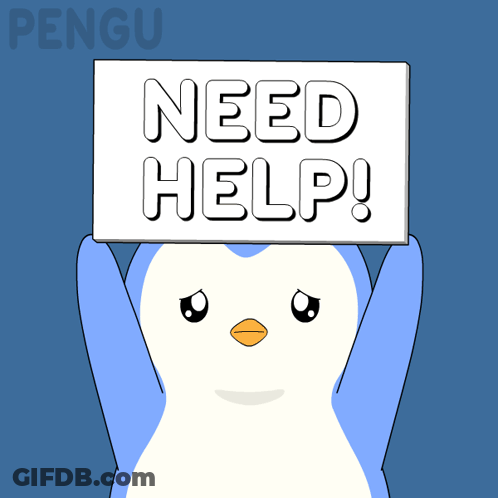 Penguin Holding Help Sign GIF