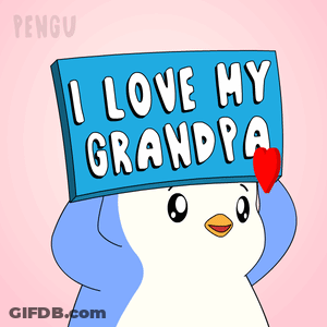 Penguin Holding I Love My Grandpa Sign GIF