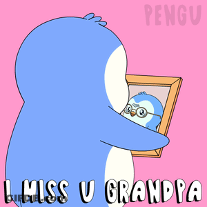 Penguin Holding I Miss U Grandpa Frame GIF