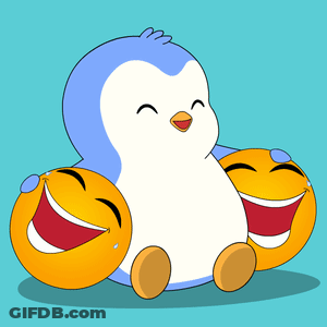 Penguin Holding Laughing Smiley Faces GIF