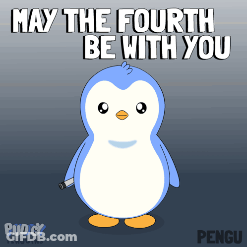 Penguin Holding Lighter May The Fourth Be With You GIF