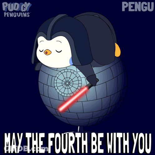 Penguin Holding Lightsaber May The Fourth GIF