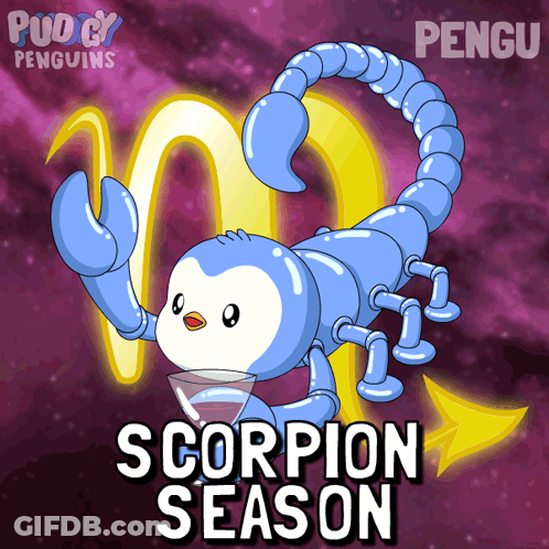 Penguin Holding Martini Scorpion Season GIF