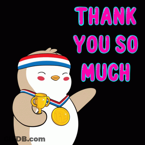 Penguin Holding Medal And Trophy Thank You GIF