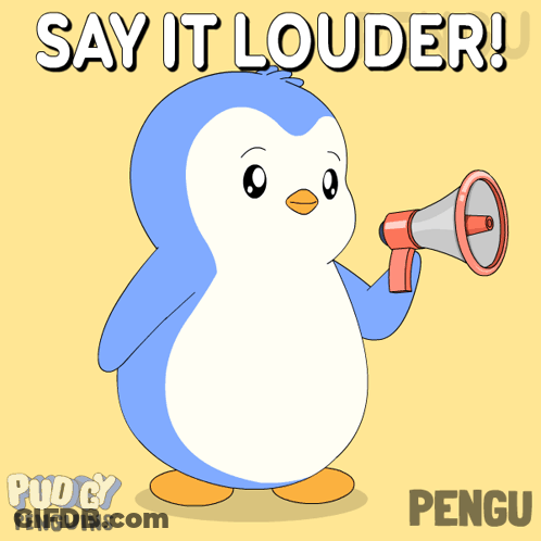 Penguin Holding Megaphone Say It Louder GIF