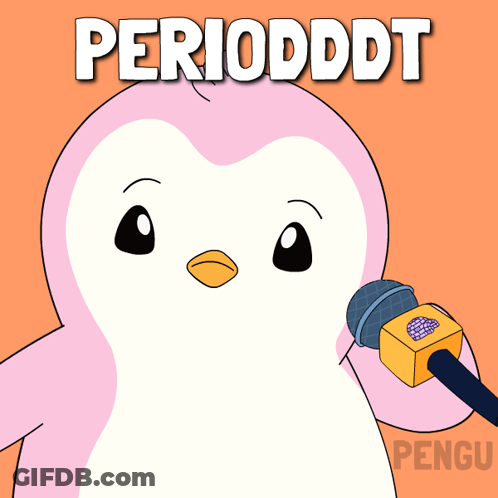 Penguin Holding Microphone With Periodddt GIF