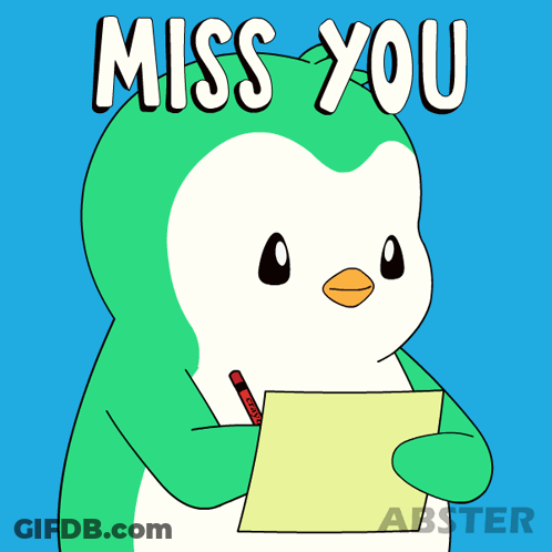 Penguin Holding Miss You Card GIF