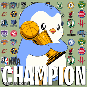 Penguin Holding NBA Champion Trophy GIF