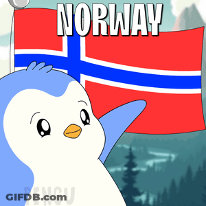 Penguin Holding Norway Flag GIF