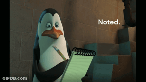 Penguin Holding Notebook And Pencil GIF