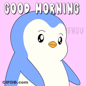 Penguin Holding Pancakes With Syrup Saying Good Morning GIF