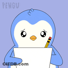Penguin Holding Pencil And I Miss You Sign GIF