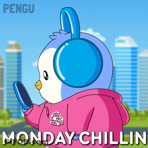Penguin Holding Phone And Pink Hoodie Monday Chillin GIF