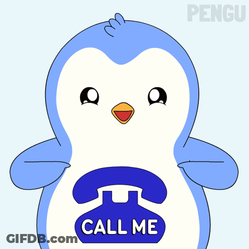 Penguin Holding Phone Saying Call Me GIF