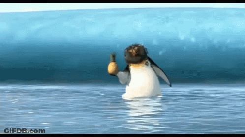 Penguin Holding Pineapple GIF