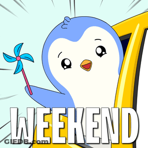 Penguin Holding Pinwheel Weekend GIF