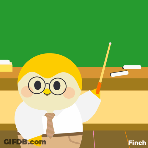 Penguin Holding Pointer In Front Of Welcome Sign GIF