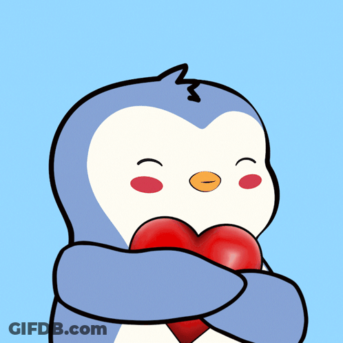 Penguin Holding Red Heart GIF