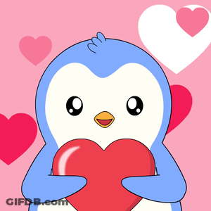 Penguin Holding Red Heart GIF