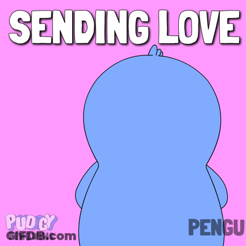 Penguin Holding Red Heart Saying Sending Love GIF