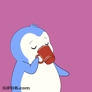 Penguin Holding Red Mug GIF