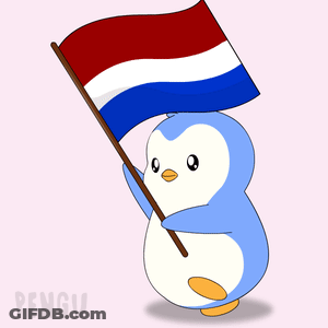 Penguin Holding Red White And Blue Flag Pengu GIF