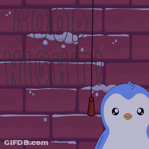 Penguin Holding Rope Saying Good Night GIF