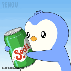 Penguin Holding Soda Can GIF
