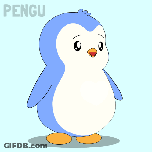 Penguin Holding Two Hearts GIF
