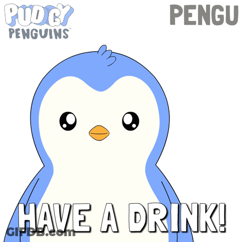 Penguin Holding Water Bottle Have A Drink GIF