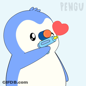 Penguin Holding Water Gun GIF