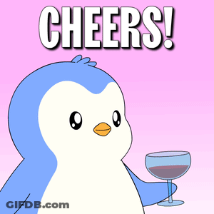 Penguin Holding Wine Cheers GIF