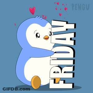 Penguin Hugging Friday With Hearts GIF
