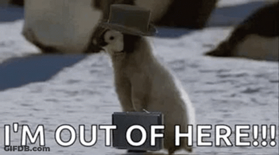 Penguin I'm Out Of Here GIF