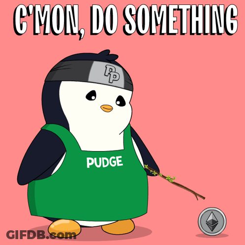 Penguin In Apron Saying Pudge GIF