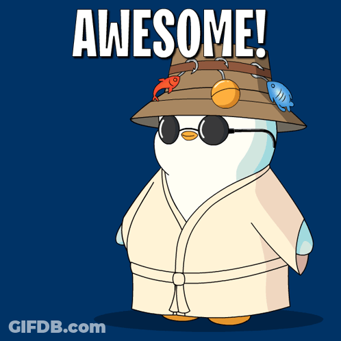 Penguin In Bathrobe And Hook Hat Says Awesome GIF