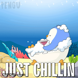 Penguin In Bathtub Saying Just Chilling GIF