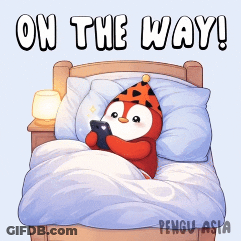Penguin In Bed Saying On The Way GIF
