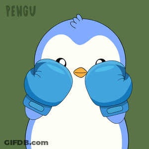 Penguin In Blue Boxing Gloves Saying Pengu GIF