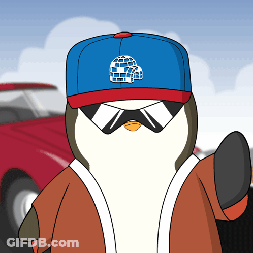 Penguin In Blue Hat And Sunglasses GIF